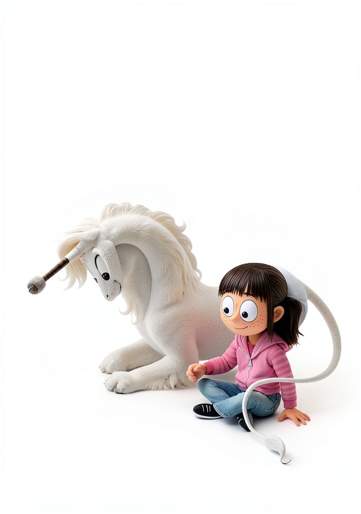 Child holding a Kindle displaying Phoebe and Her Unicorn comic on a cozy couch