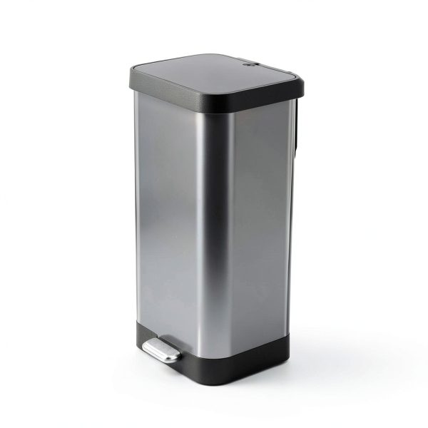 Glad Stainless Steel Step Trash Can 13 Gallon Pewter Odor Protection-3