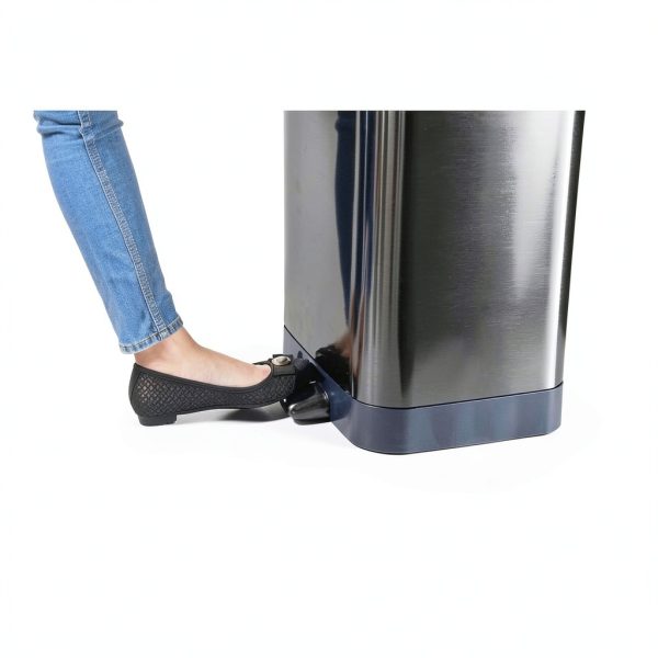 Glad Stainless Steel Step Trash Can 13 Gallon Pewter Odor Protection-4