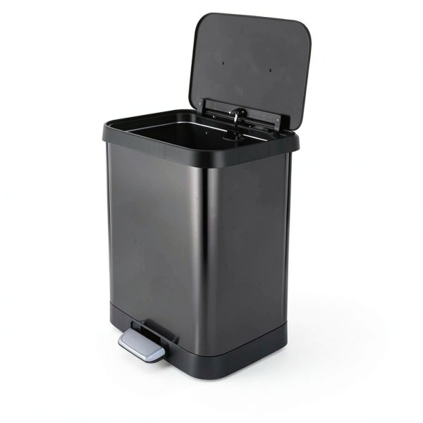 Glad Stainless Steel Step Trash Can 13 Gallon Pewter Odor Protection-1