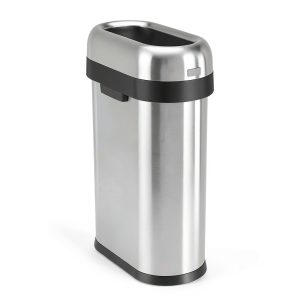 simplehuman 50L Slim Open Top Trash Can Brushed Stainless Steel-0