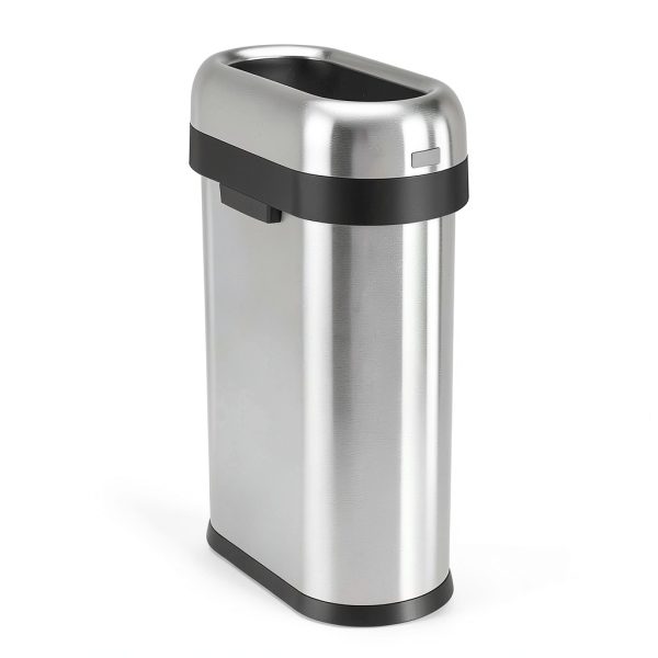 simplehuman 50L Slim Open Top Trash Can Brushed Stainless Steel-0