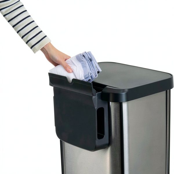 Glad Stainless Steel Step Trash Can 13 Gallon Pewter Odor Protection-6