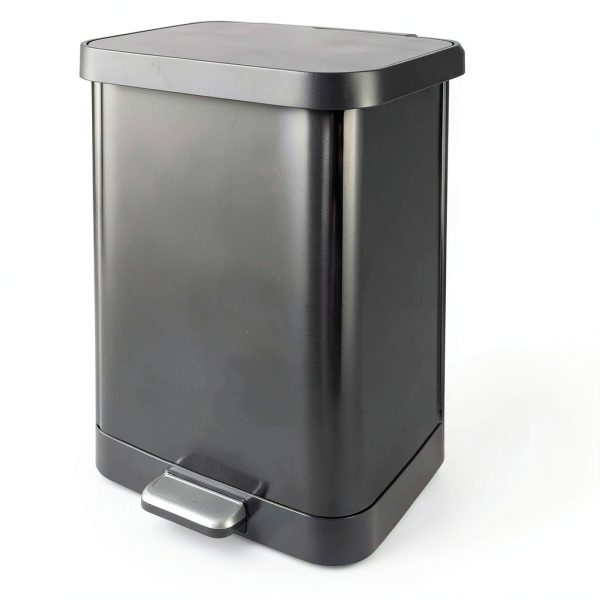 Glad Stainless Steel Step Trash Can 13 Gallon Pewter Odor Protection-0