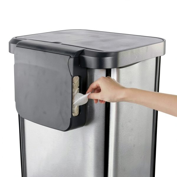 Glad Stainless Steel Step Trash Can 13 Gallon Pewter Odor Protection-8