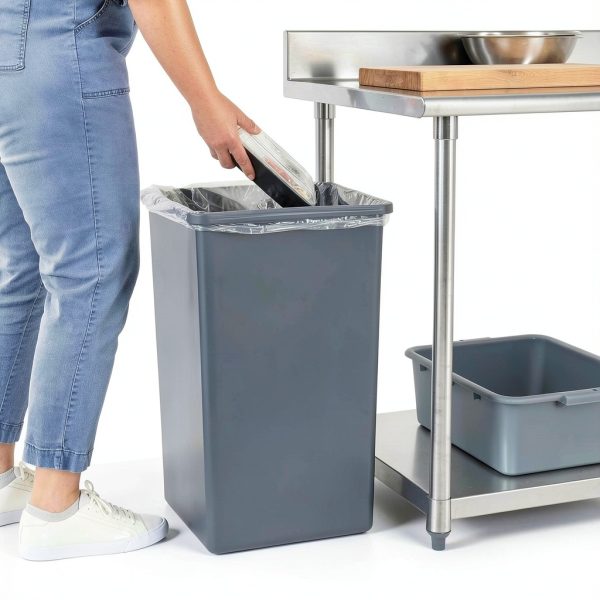 Amazon Basics Square Waste Container 25 Gallon Plastic Bin Pack of 2-5