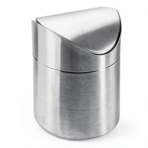 Mini Trash Can LOVEINUSA Brushed Stainless Steel 1.5L Bin with Lid-0