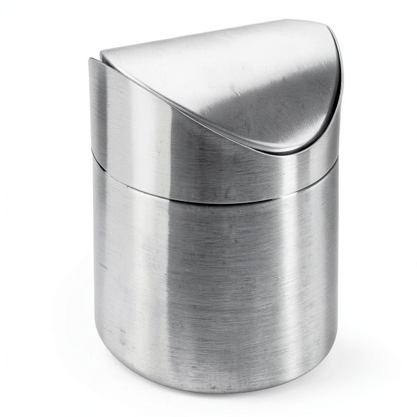 Mini Trash Can LOVEINUSA Brushed Stainless Steel 1.5L Bin with Lid-0