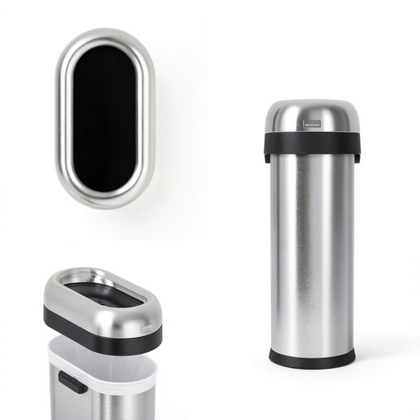 simplehuman 50L Slim Open Top Trash Can Brushed Stainless Steel-1